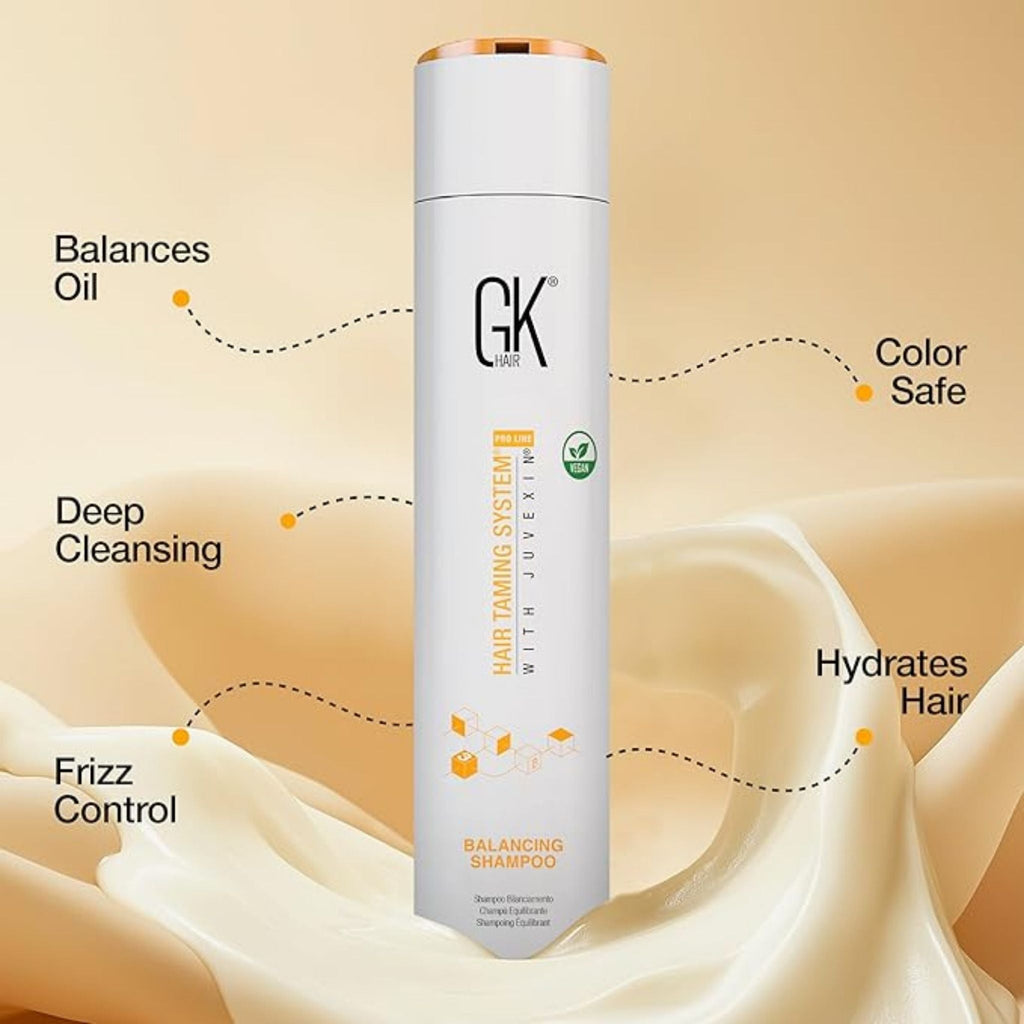 Refect Beauty GK Balancing Shampoo bottle with text highlights for oil control, deep cleansing, and hydration.