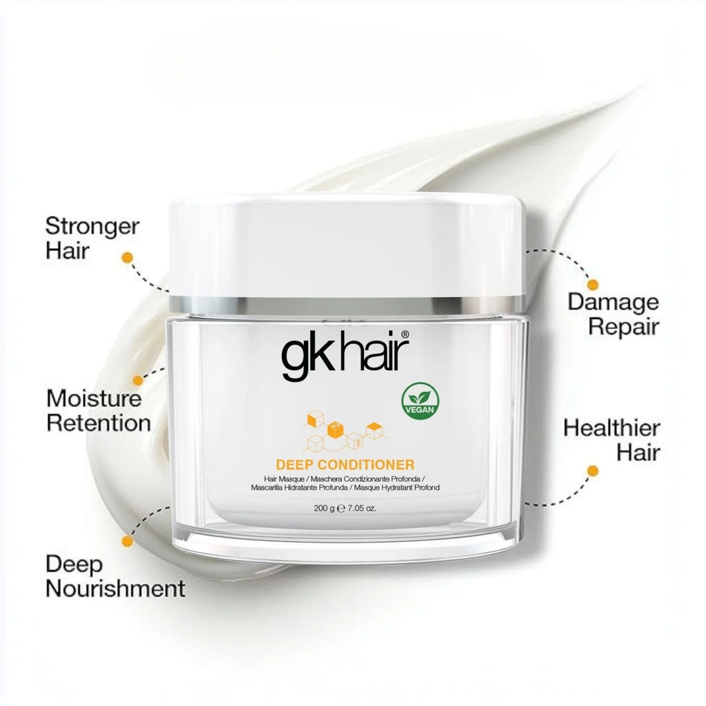 Refect Beauty GK Hair Deep Conditioner mask in a white jar with cream texture swirl for damaged hair repair