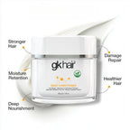 Refect Beauty GK Hair Deep Conditioner mask in a white jar with cream texture swirl for damaged hair repair
