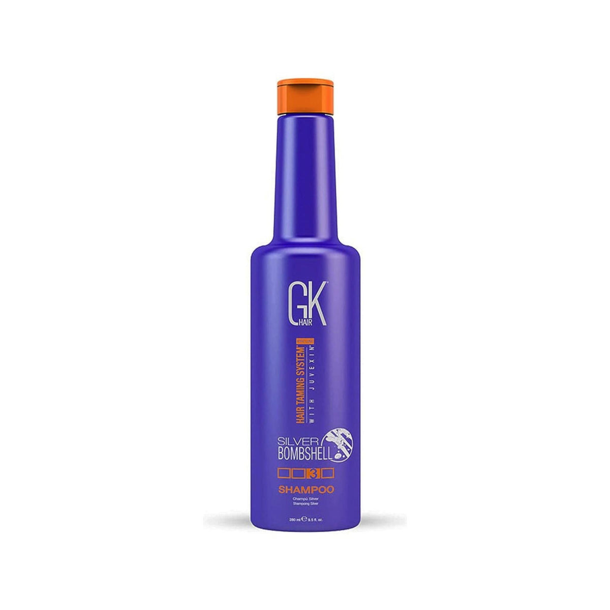 Refect Beauty GK Hair Silver Bombshell purple shampoo bottle for neutralizing brassy tones in blonde and silver hair