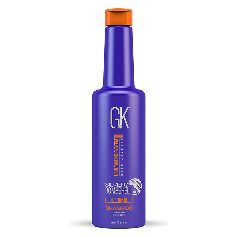 Refect Beauty GK Hair Silver Bombshell purple shampoo bottle for neutralizing brassy tones in blonde and silver hair