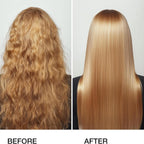 Refect Beauty GK Hair smoothing treatment showing before and after results on blonde hair with frizz reduction