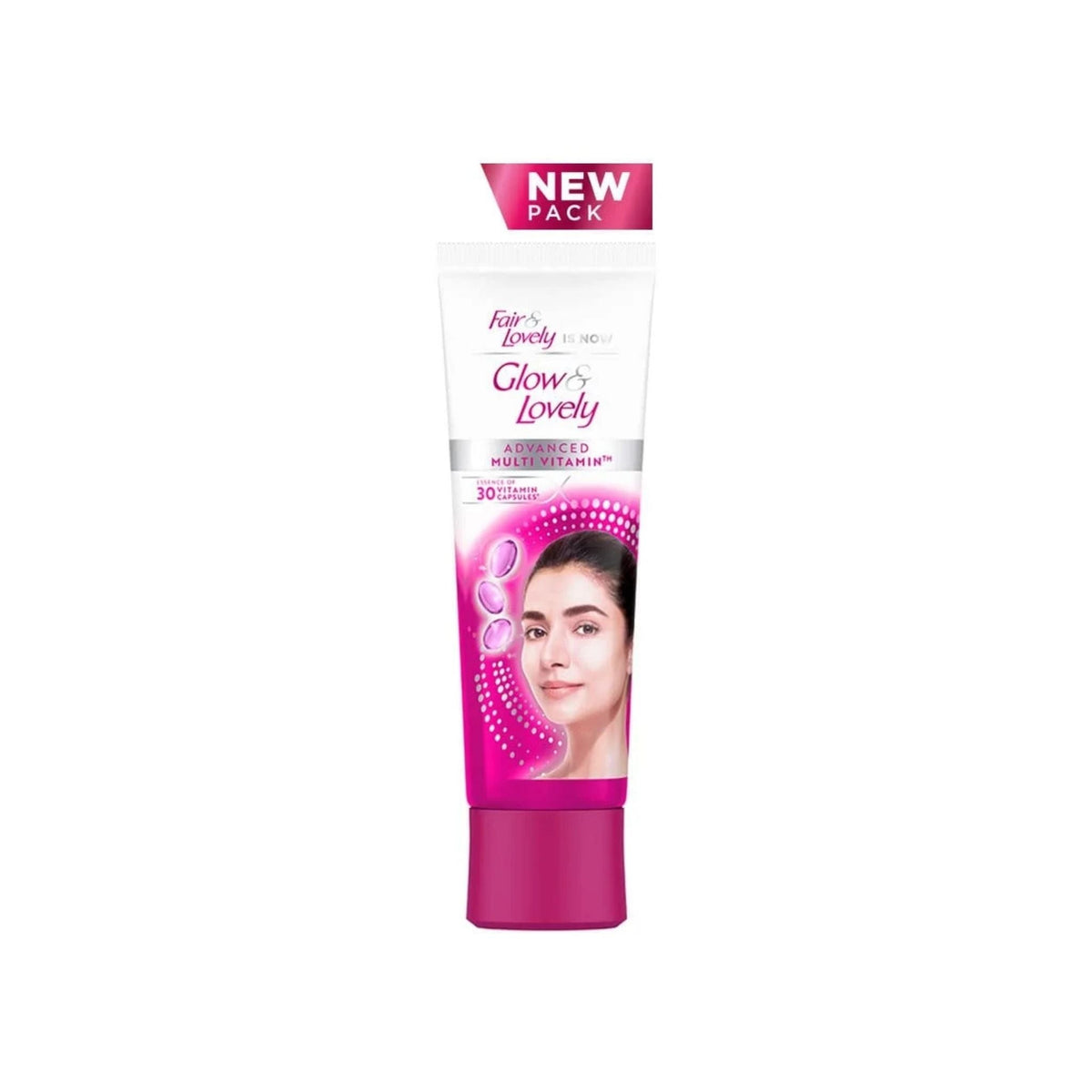 Refect Beauty Glow & Lovely Advanced Multi Vitamin skin cream tube with pink packaging and new pack label
