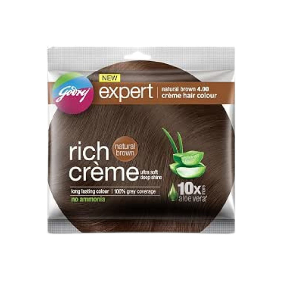 Refect Beauty Godrej Expert Rich Crème hair color in natural brown with aloe vera for soft and shiny hair