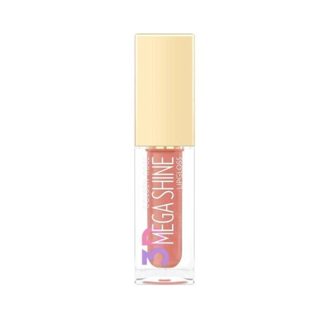 Refect Beauty Golden Rose 3D Mega Shine lip gloss in a clear tube with a gold cap for a high-shine finish. 117