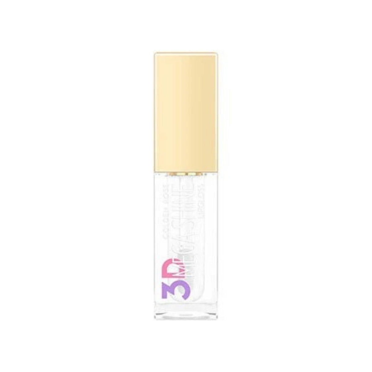 Refect Beauty Golden Rose 3D Mega Shine clear lip gloss in a sleek tube with a gold cap for a high-shine finish.