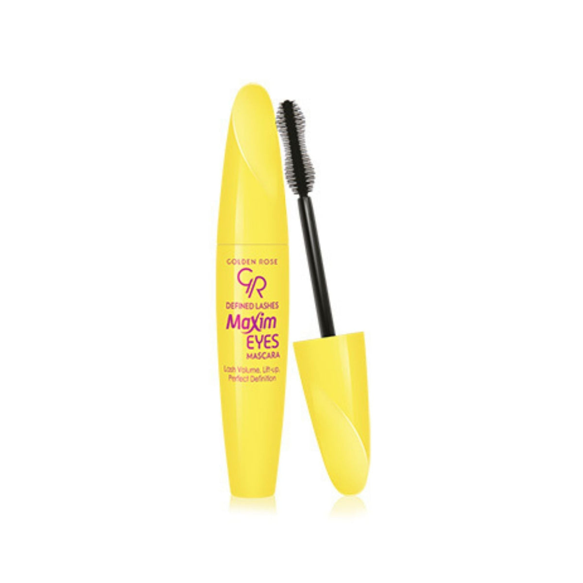 Refect Beauty Golden Rose Maxim Eyes black mascara in a bright yellow tube with a precision lash defining brush.