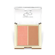 Refect Beauty Golden Rose Iconic Powder Blush duo palette with a soft peach and warm bronze shade in a gold compact. 01