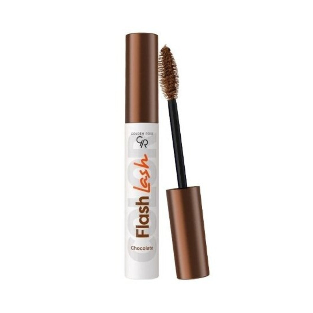 Refect Beauty Golden Rose Flash Lash colored mascara in chocolate brown with a fiber brush for length and separation.