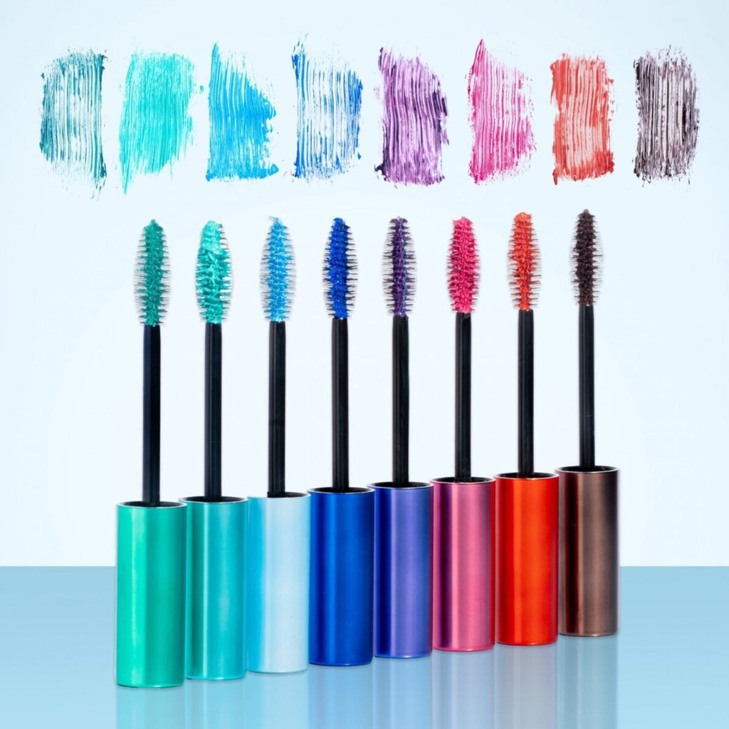 Refect Beauty Golden Rose Flash Lash colored mascara set featuring eight vibrant shades with fiber brushes