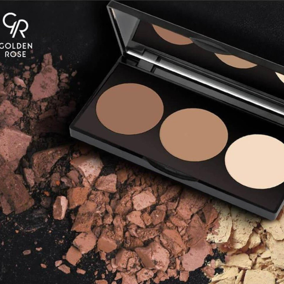 Refect Beauty Golden Rose Contour Powder Kit with three shades for shading, bronzing, and highlighting facial features.
