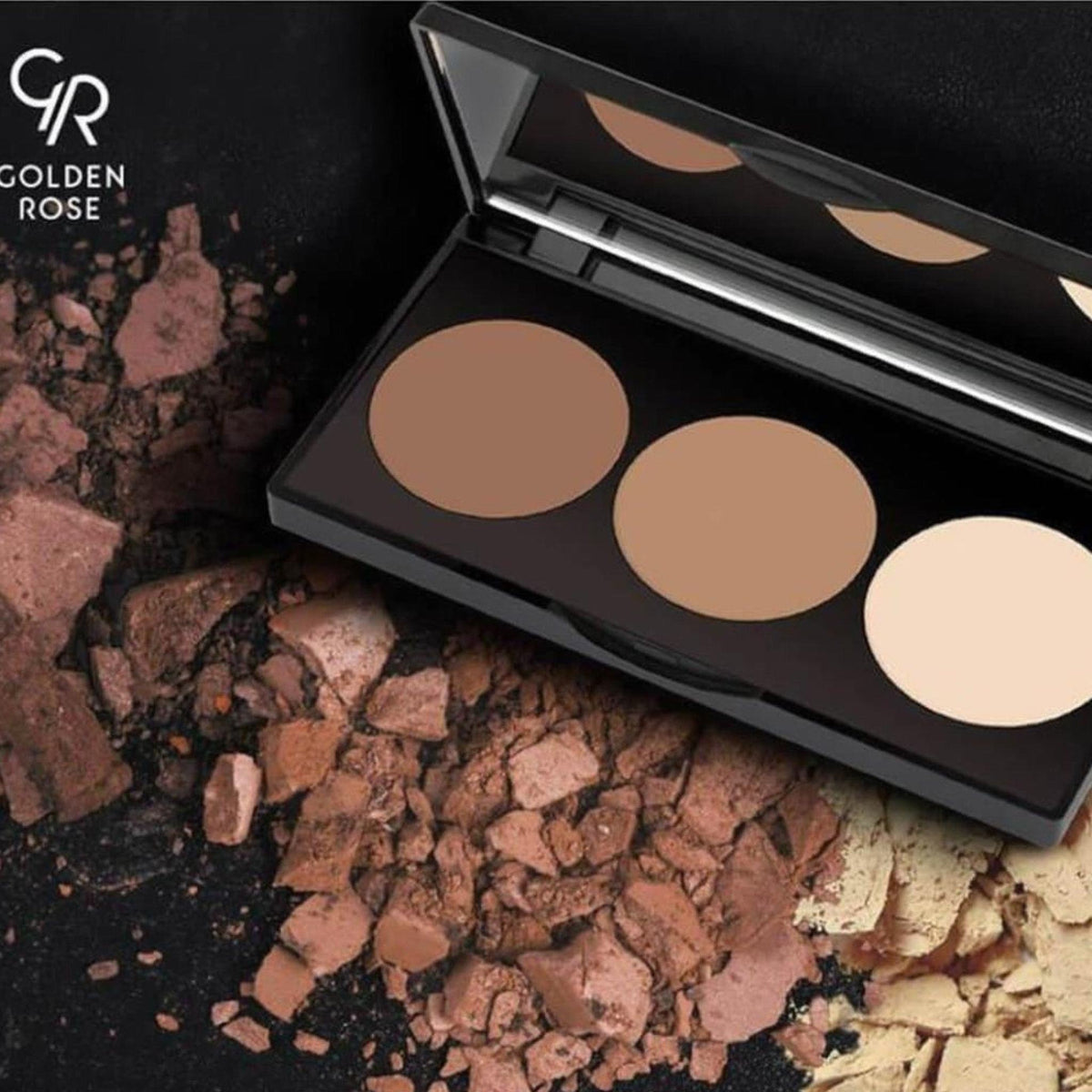 Refect Beauty Golden Rose Contour Powder Kit featuring three shades for shading, bronzing, and highlighting.
