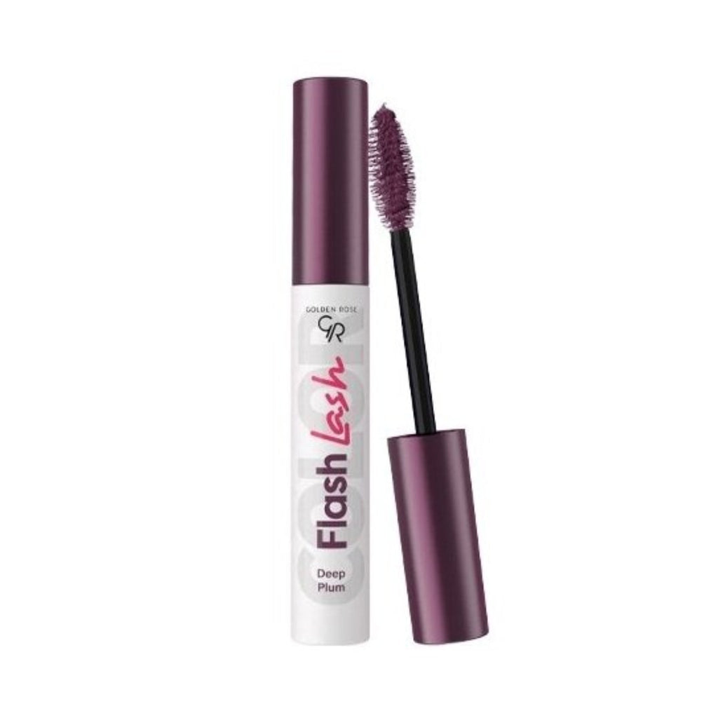 Refect Beauty Golden Rose Flash Lash colored mascara in deep plum shade with a fiber brush applicator