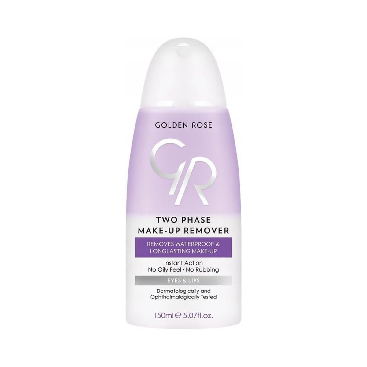 Refect Beauty Golden Rose two-phase eye makeup remover bottle for waterproof mascara and long-lasting cosmetics.