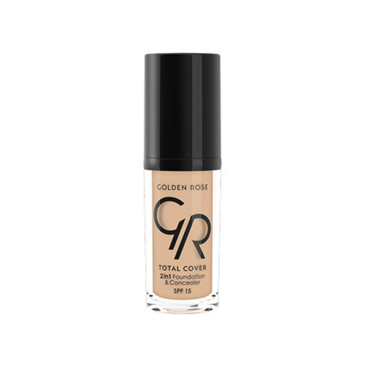 Refect Beauty Golden Rose Total Cover 2-in-1 foundation and concealer bottle with SPF 15 in a beige shade. 05