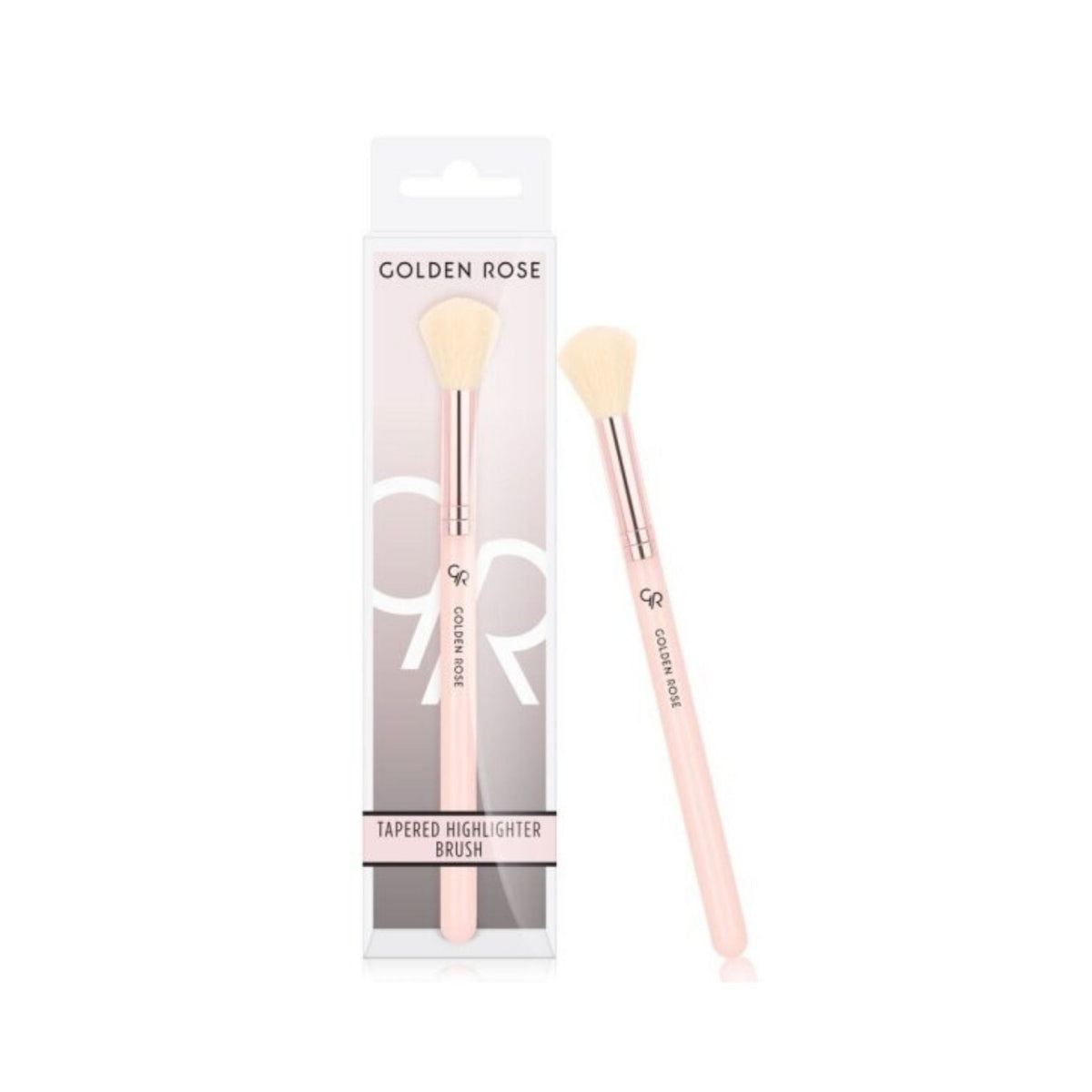 Refect Beauty Golden Rose tapered highlighter brush with soft synthetic bristles and a nude handle in packaging