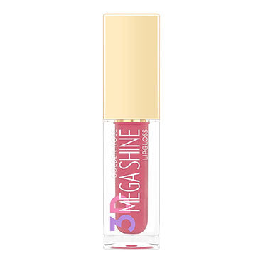 Refect Beauty Golden Rose 3D Mega Shine lip gloss in a clear tube with a gold cap for a vibrant glossy finish 108