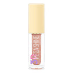 Refect Beauty Golden Rose 3D Mega Shine lip gloss in a clear tube with a metallic gold cap for a high-shine finish. 119