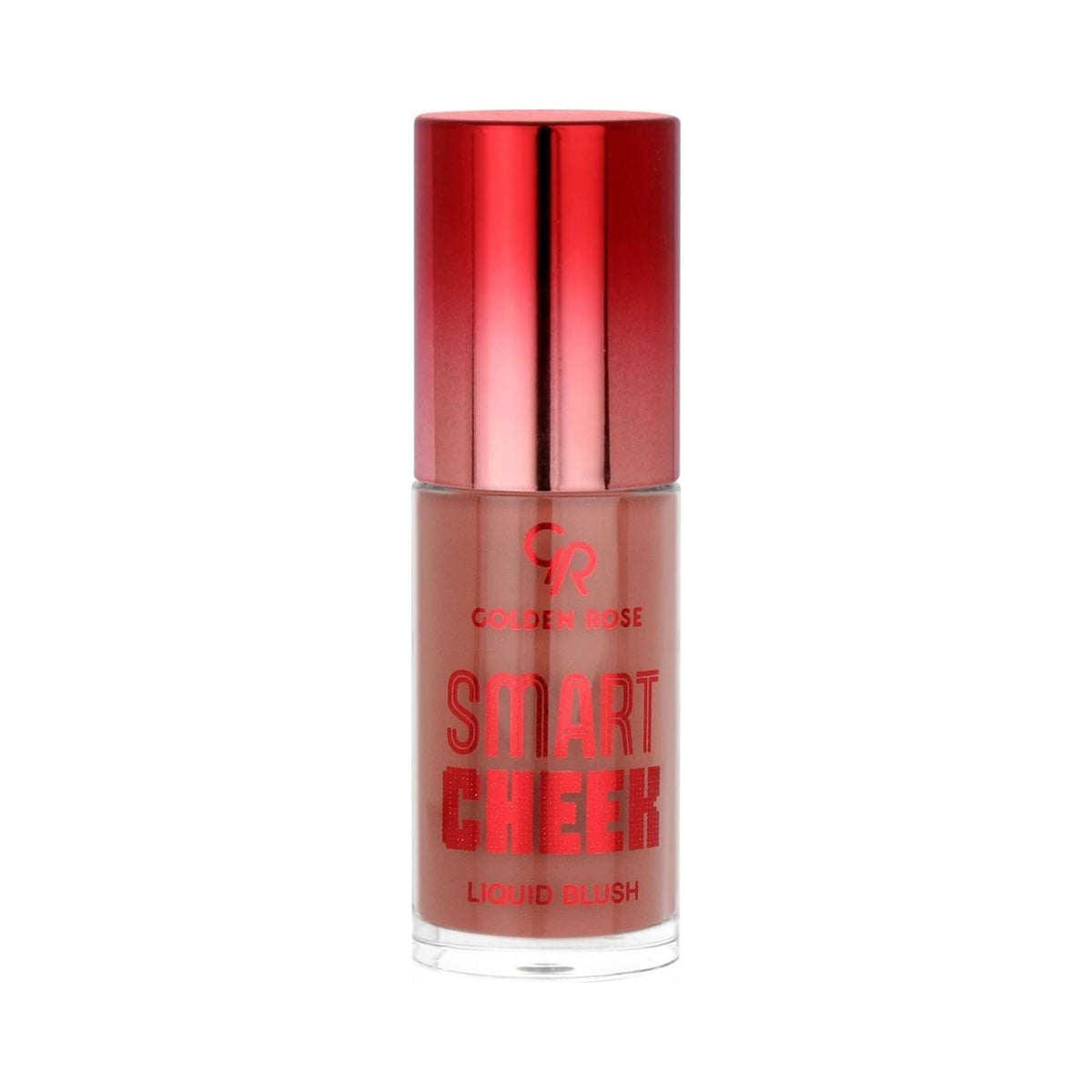 Refect Beauty Golden Rose Smart Liquid Blush in a nude shade with a metallic red cap and clear glass bottle. 108