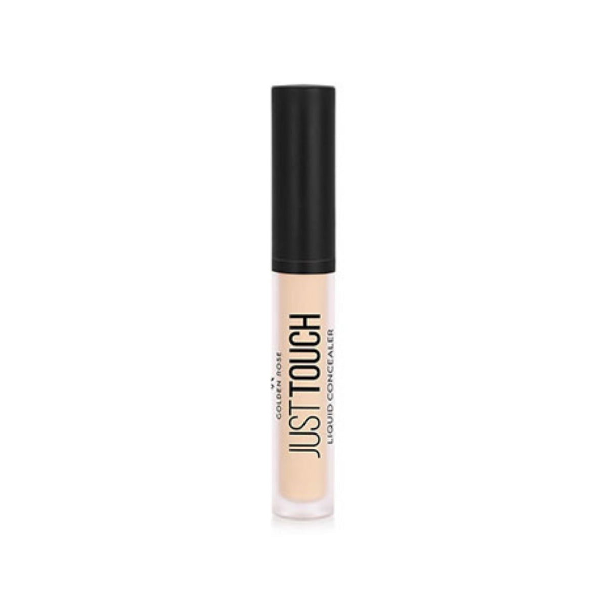 Refect Beauty Golden Rose Just Touch liquid concealer in a clear tube with a black cap for natural skin coverage. 01