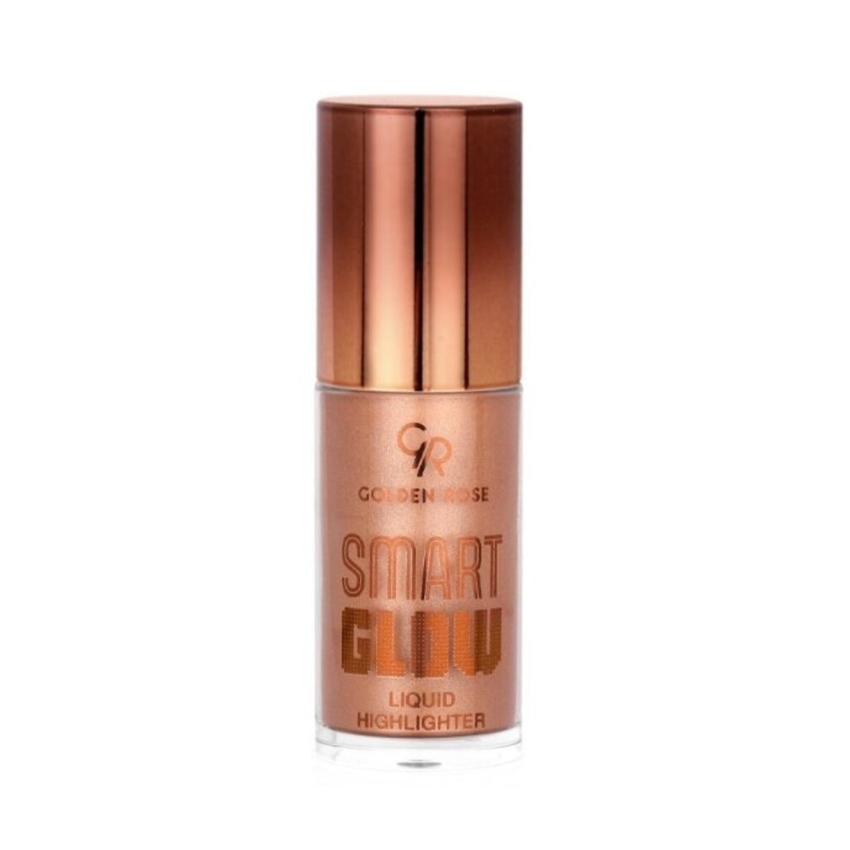 Refect Beauty Golden Rose Smart Liquid Highlighter in a shimmering bronze shade with a metallic cap 204