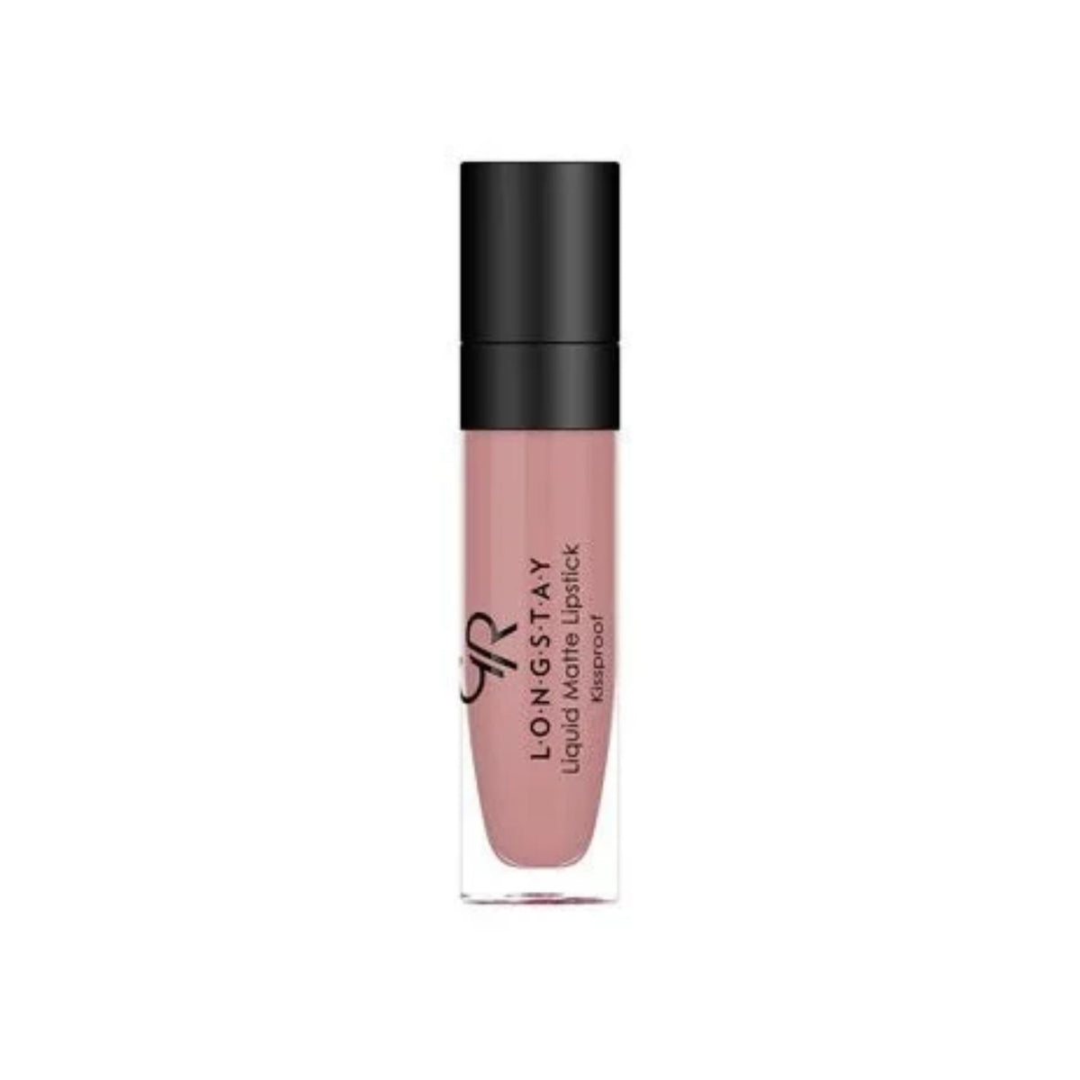 Refect Beauty Golden Rose Longstay liquid matte lipstick in a soft dusty rose shade with a clear tube and black cap