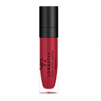 Refect Beauty Golden Rose Longstay liquid matte lipstick in a deep red shade with a clear tube and black cap 30