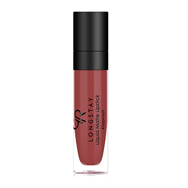 Refect Beauty Golden Rose Longstay liquid matte lipstick in a deep rose shade with a black cap and clear tube 19
