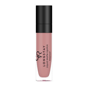 Refect Beauty Golden Rose Longstay liquid matte lipstick in a dusty rose shade with a black cap and clear tube. 37