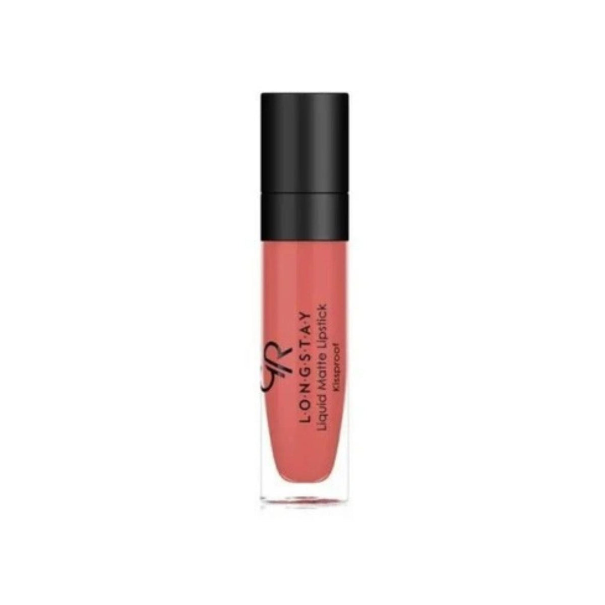Refect Beauty Golden Rose Longstay liquid matte lipstick in a soft coral pink shade with a clear tube and black cap.