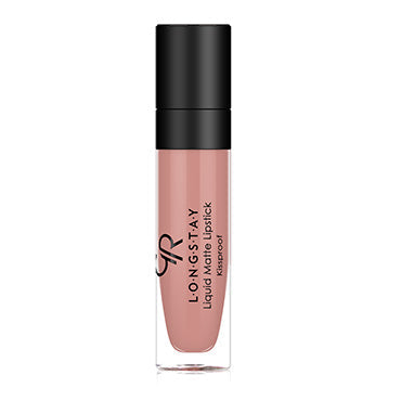 Refect Beauty Golden Rose Longstay liquid matte lipstick in a soft nude shade with a black cap and clear tube. 13