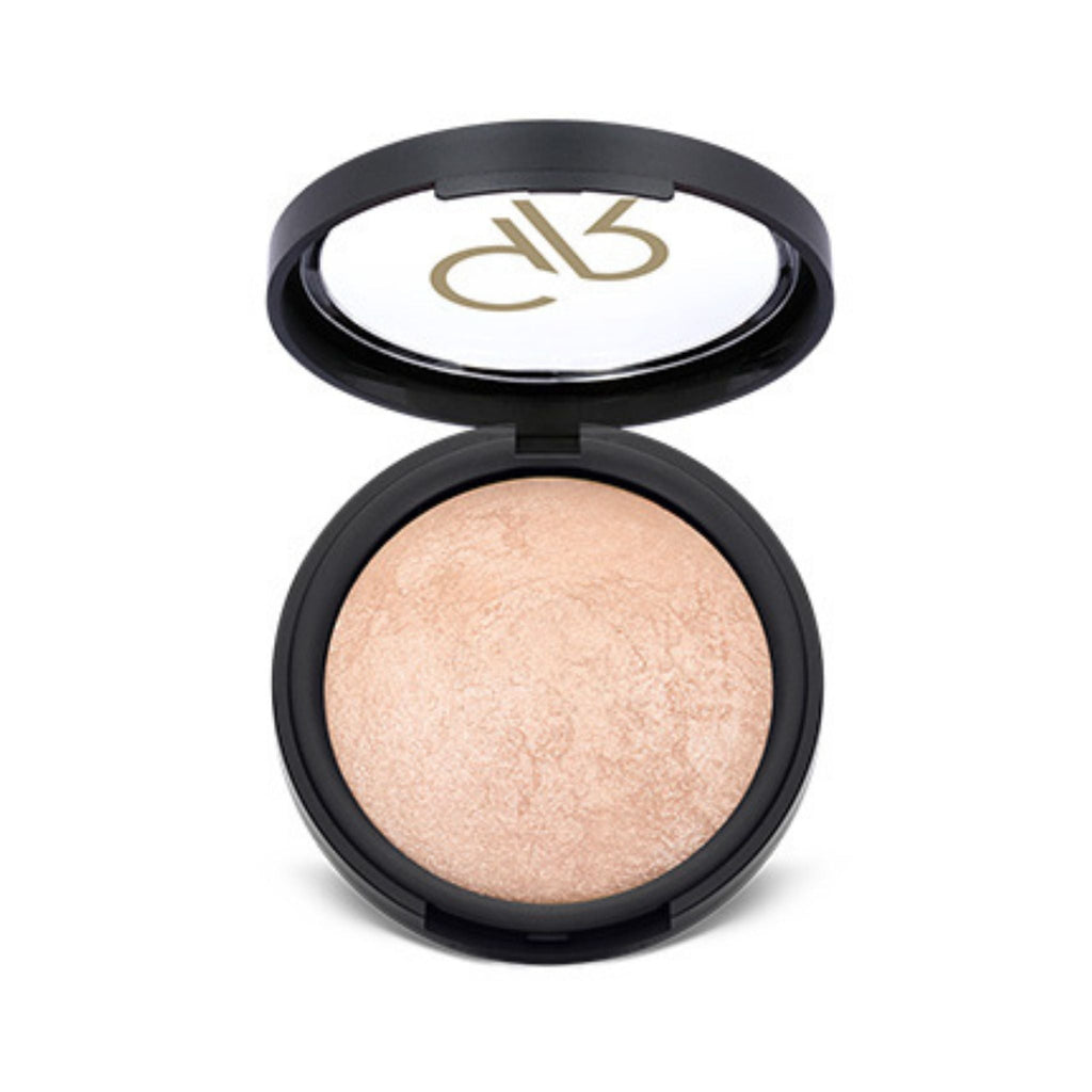 Refect Beauty Golden Rose Mineral Terrabaked Powder in a black compact with a radiant, shimmering finish. 08