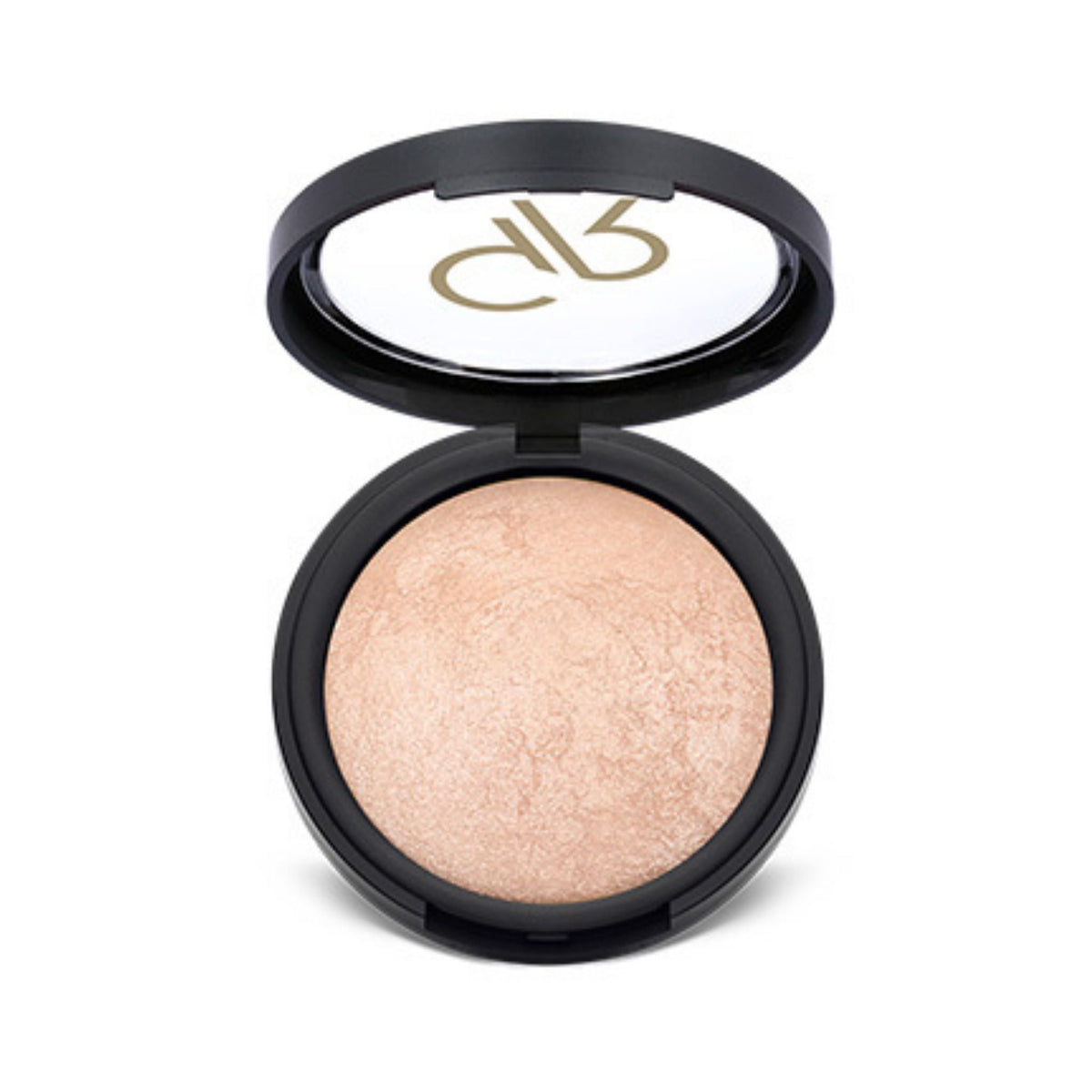 Refect Beauty Golden Rose Mineral Terrabaked Powder in a black compact with a radiant, shimmering finish. 08