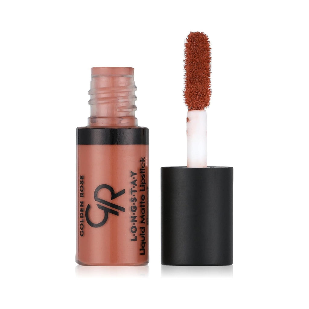 Refect Beauty Golden Rose Longstay mini liquid matte lipstick in a warm nude shade with applicator brush 16