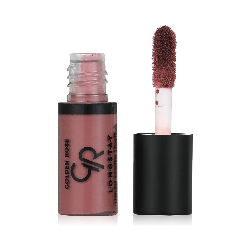 Refect Beauty Golden Rose Longstay mini liquid matte lipstick in a dusty rose shade with a doe-foot applicator. 20