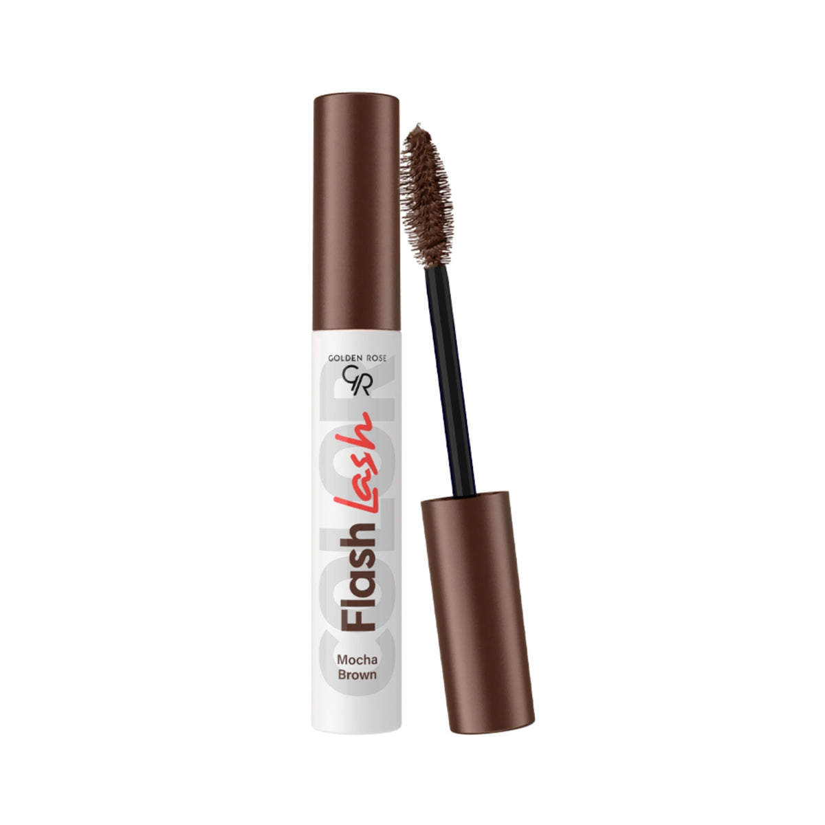 Refect Beauty Golden Rose Flash Lash colored mascara in Mocha Brown with a fiber brush applicator
