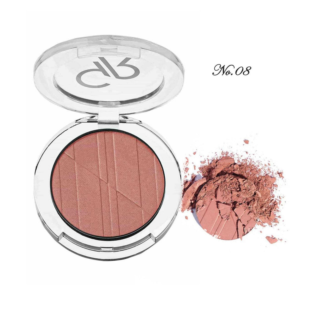 Refect Beauty Golden Rose powder blush in shade 08 featuring a silky smooth texture and a compact case