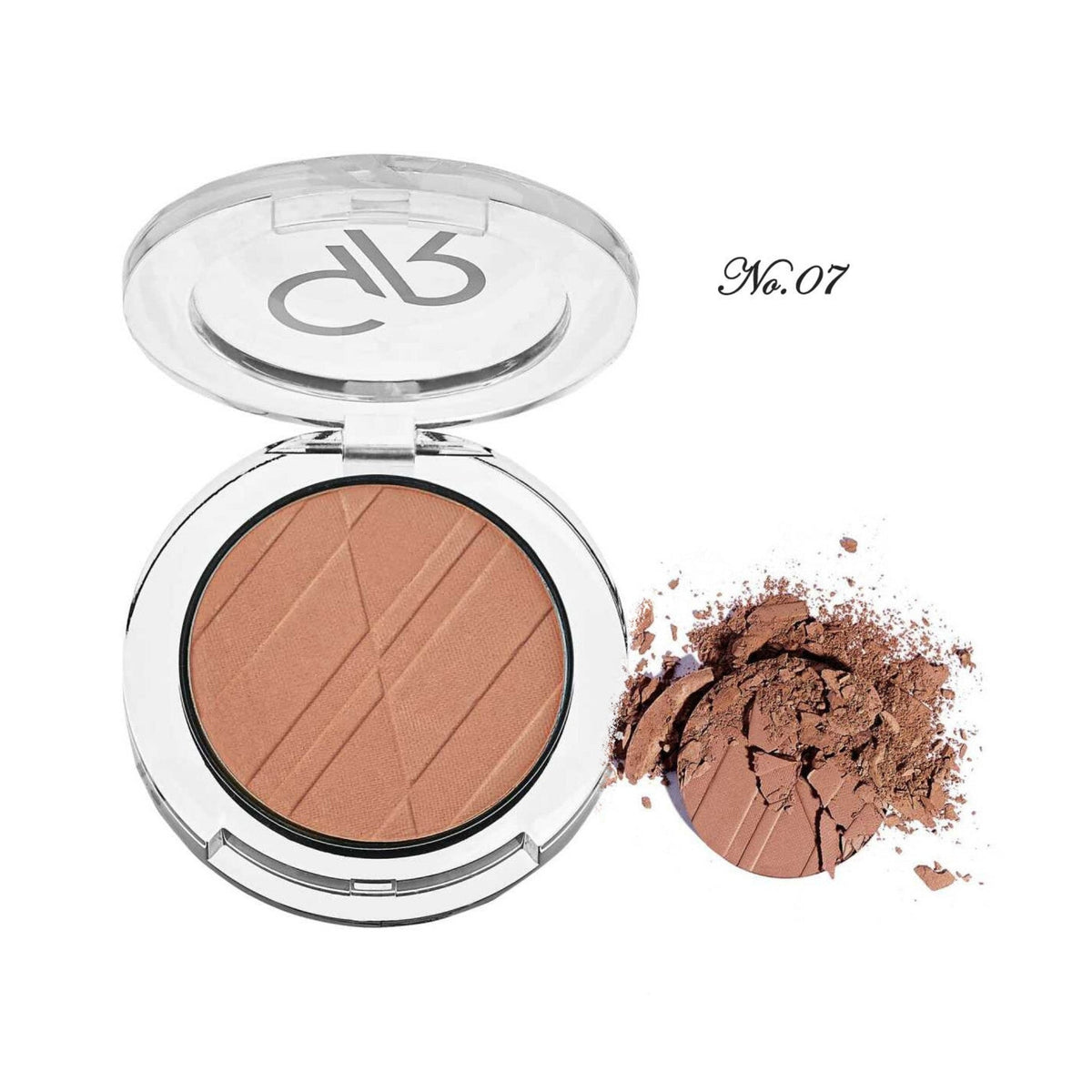 Refect Beauty Golden Rose powder blush in shade 07, a warm brown compact with a silky, textured finish.