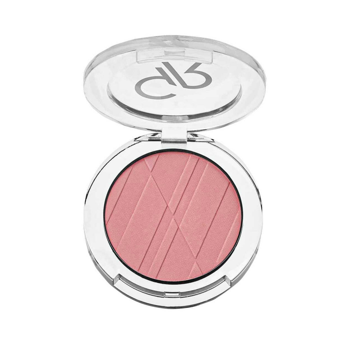 Refect Beauty Golden Rose powder blush in a compact case with a silky pink shade and diagonal embossed pattern