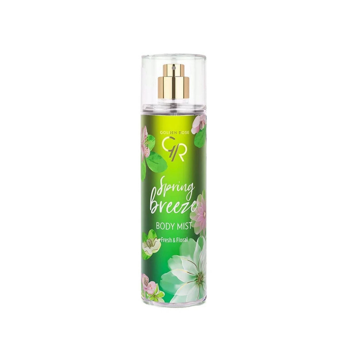 Refect Beauty Golden Rose Spring Breeze body mist in a green floral spray bottle with a clear cap