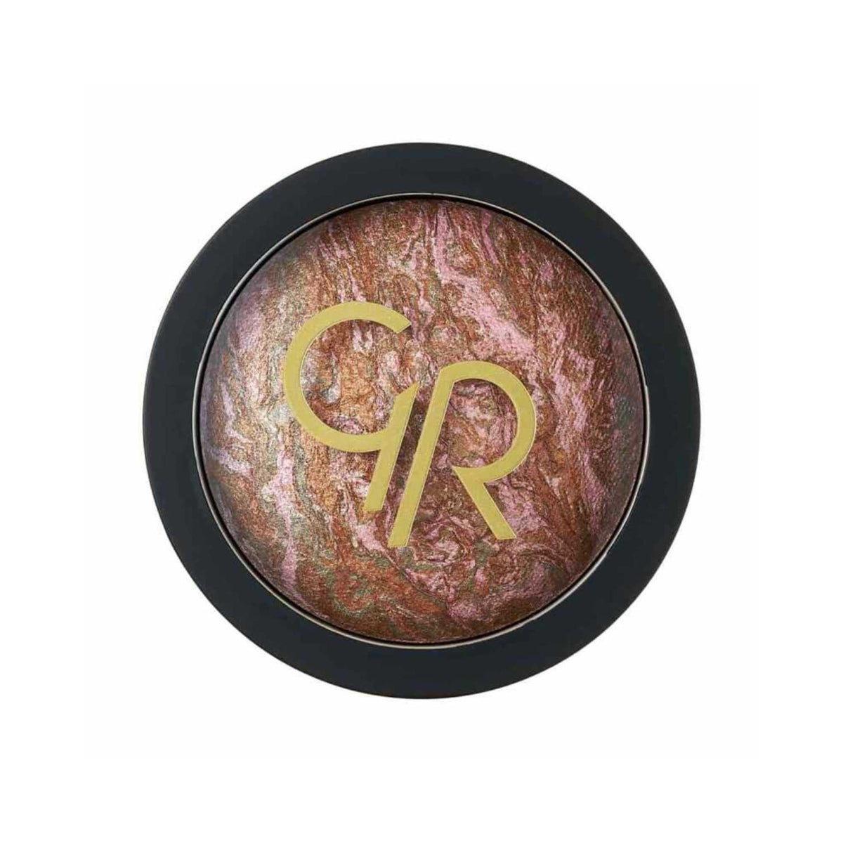 Refect Beauty Golden Rose Terracota Stardust bronzer in a round compact with a marbled metallic shimmer finish