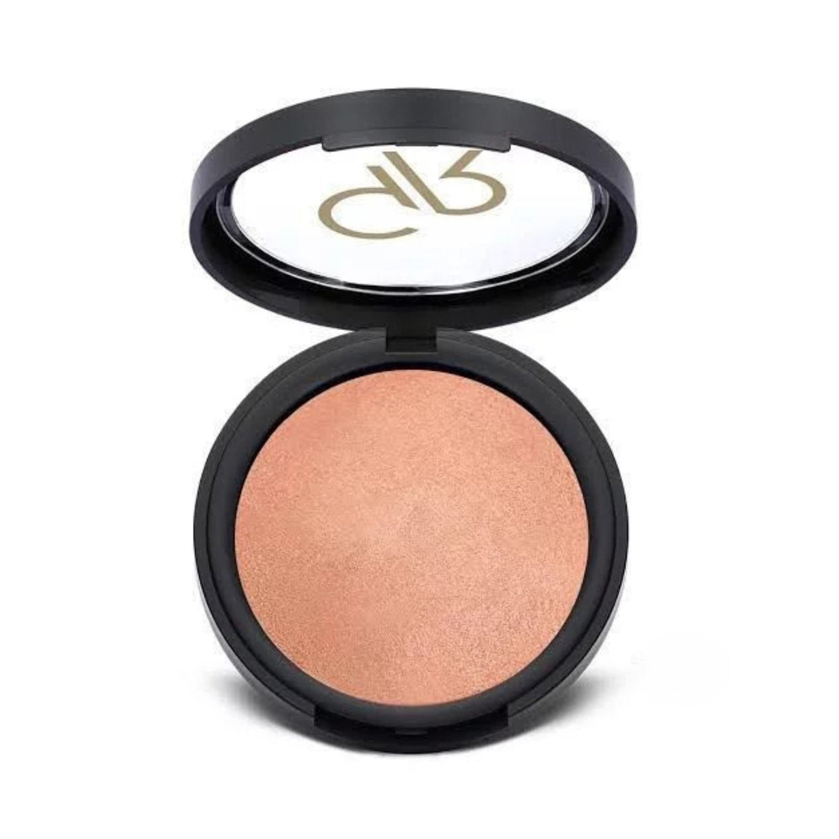 Refect Beauty Golden Rose Terracota Stardust bronzer in a black compact with a shimmering peach-toned baked powder. 107