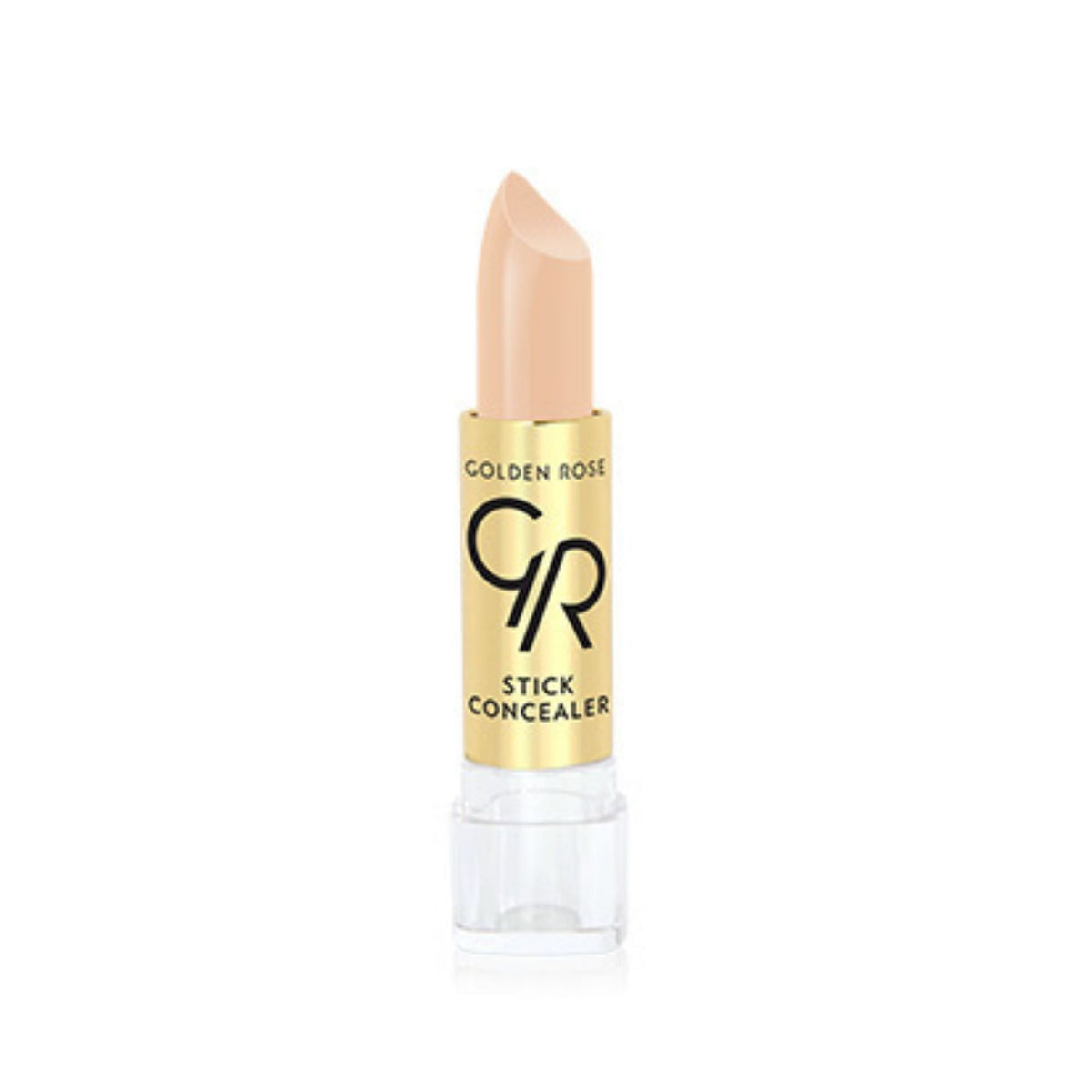 Refect Beauty Golden Rose stick concealer in a creamy beige shade with a gold metallic tube and clear base 01