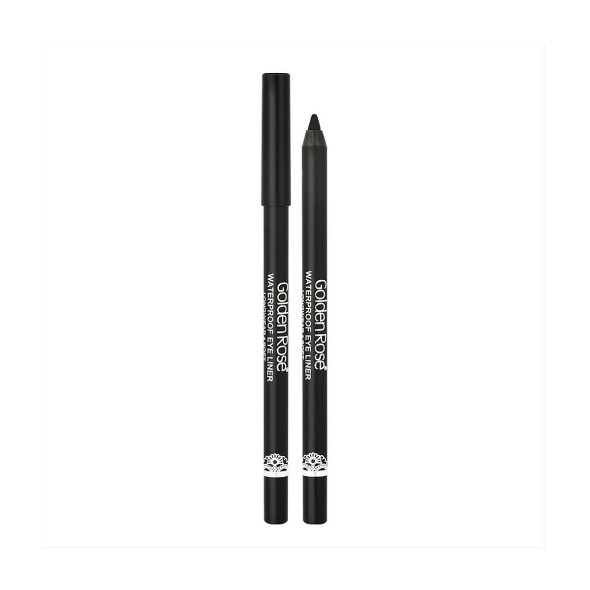 Refect Beauty Golden Rose waterproof black eyeliner pencil with cap for precise and long-lasting eye makeup application