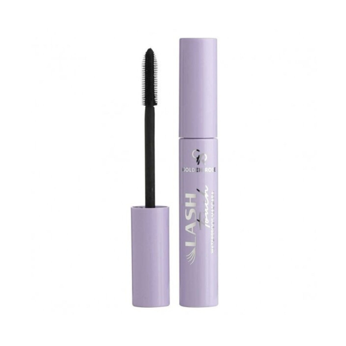 Refect Beauty Golden Rose Lash Touch waterproof mascara in a light purple tube with a flexible silicone brush