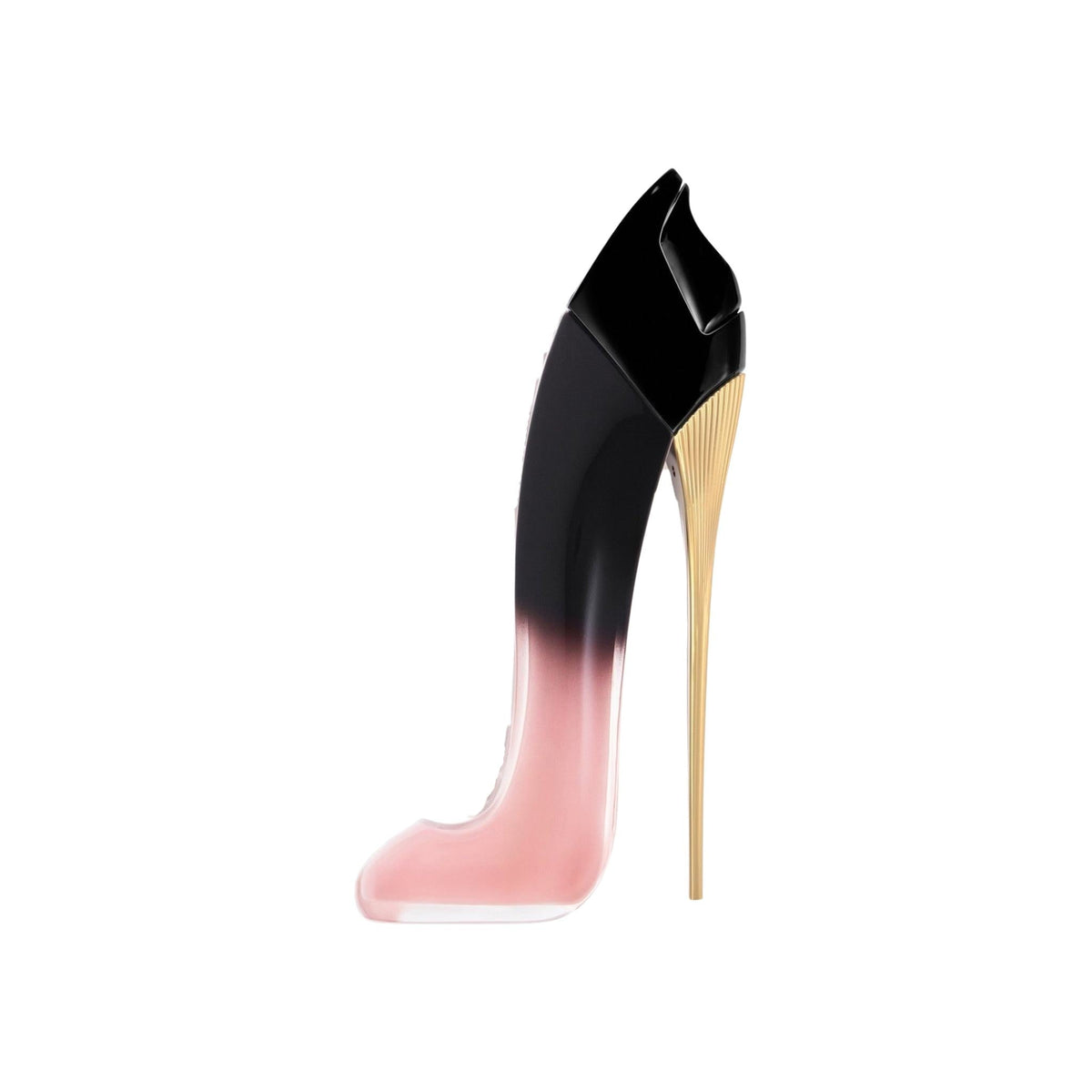 Refect Beauty Carolina Herrera Good Girl Blush Elixir perfume bottle in a stiletto shoe shape with pink and black ombre