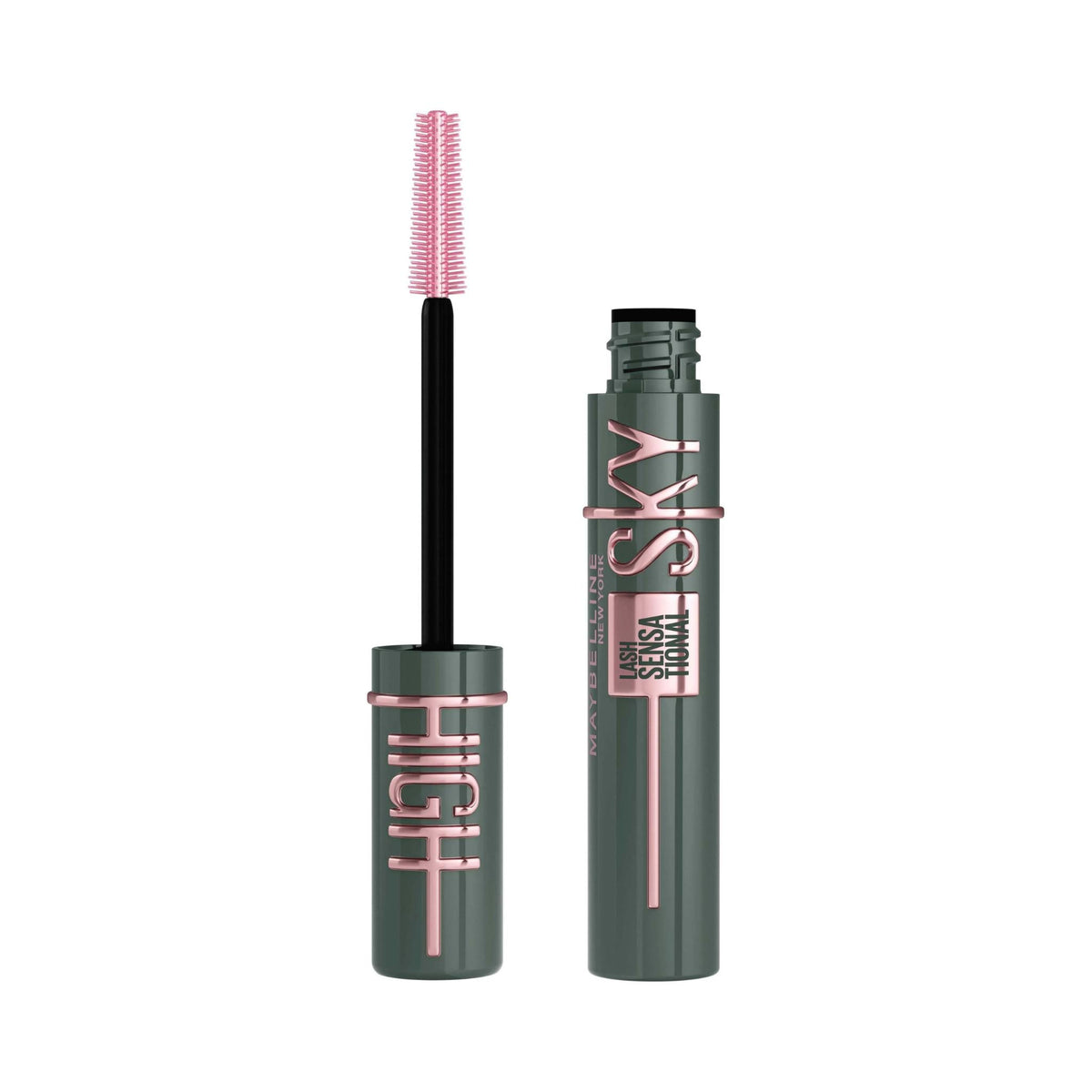 Refect Beauty Maybelline Lash Sensational Sky High mascara in Green Altitude with flexible brush and green tube.