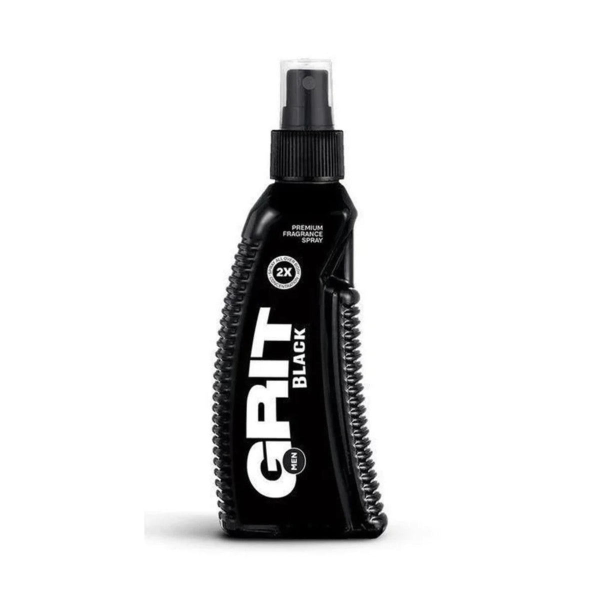 Refect Beauty Grit Men's Perfume Black in a sleek black spray bottle with a textured grip design.