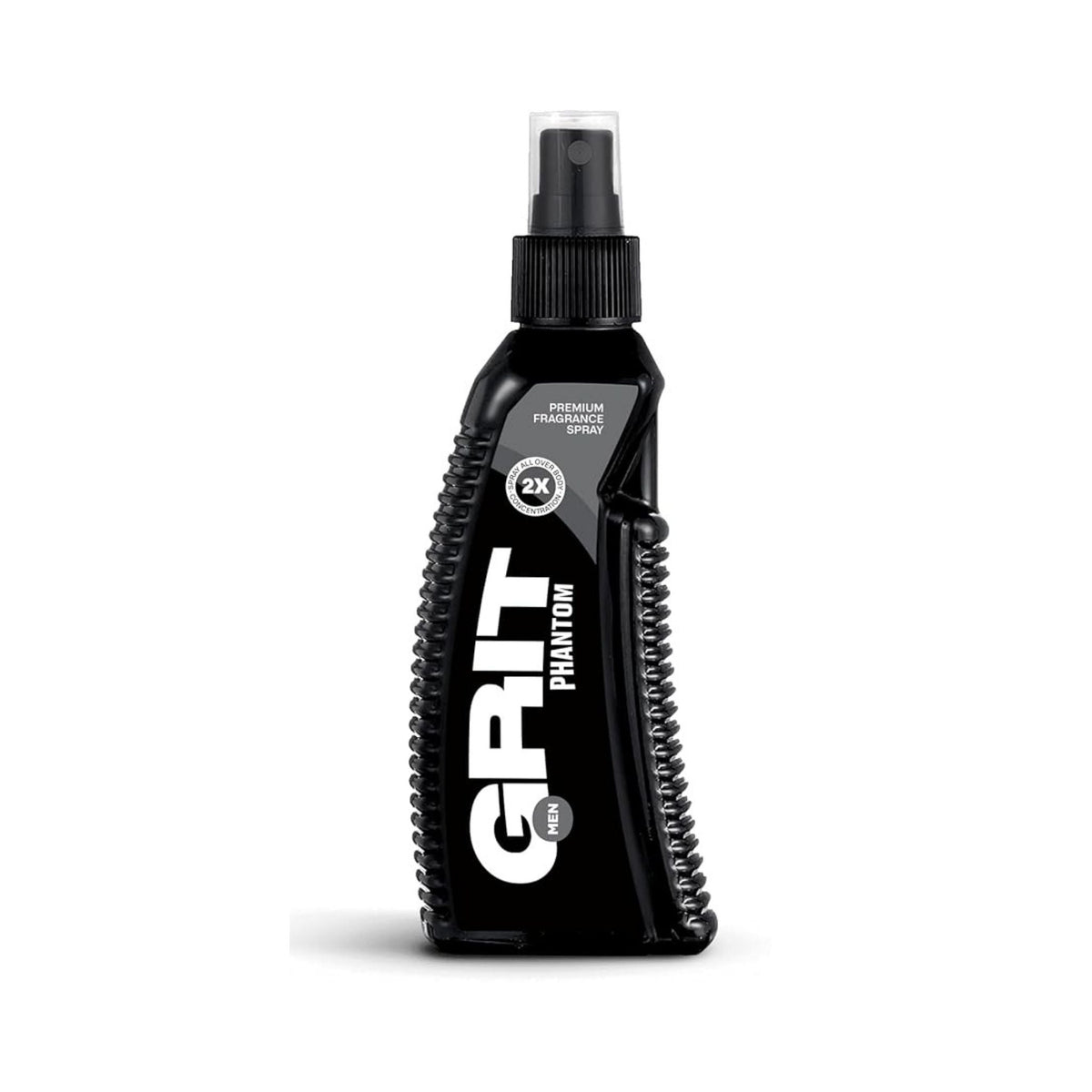 Refect Beauty Grit Phantom premium fragrance body spray for men in a sleek black ergonomic spray bottle.