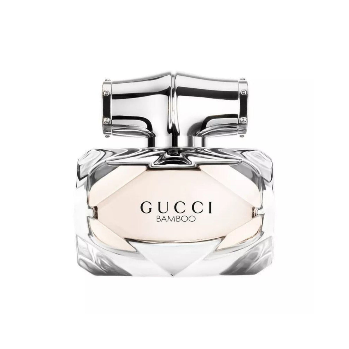 Refect Beauty Gucci Bamboo Eau de Parfum in a faceted glass bottle with a silver bamboo-inspired cap